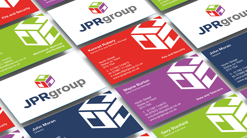 JPR Group rebrand - business cards